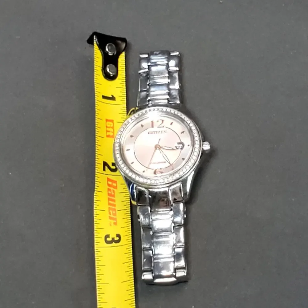 Citizen Silhouette Crystal Eco-Drive Pink Dial Diamond Ladies Watch FE1140-86X
